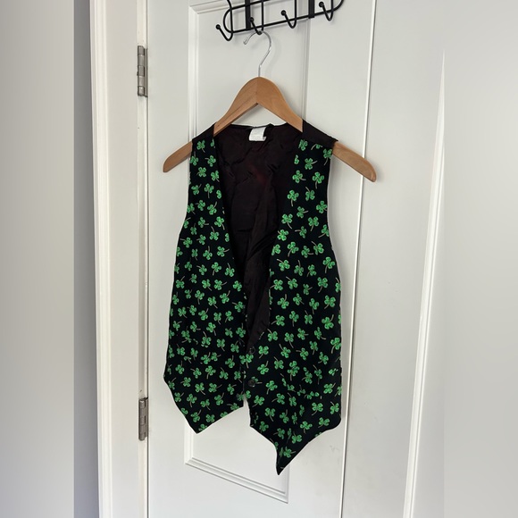 Robyn-Lyn 100 % Cotton Four Clover St. Patricks Green & Black Vest Womens Small - Picture 2 of 4